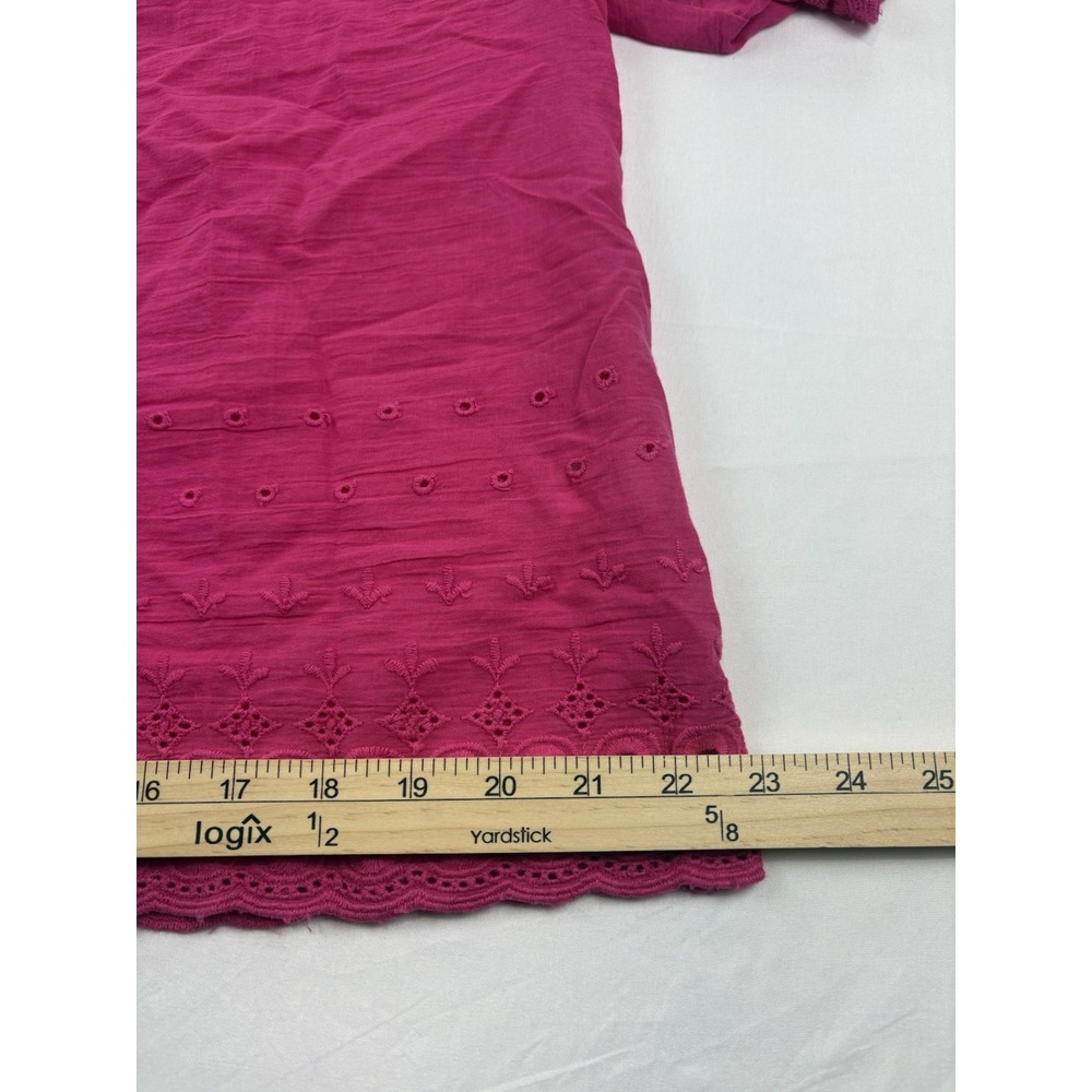 NWT House of Harlow 1960 Puff Sleeves Cotton Blouse, Pink, Women's Large - Picture 10 of 14